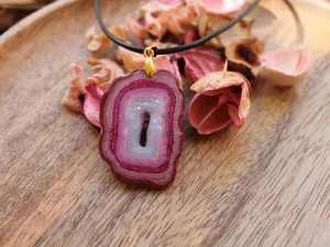 collares arcilla polimérica ágata rosa