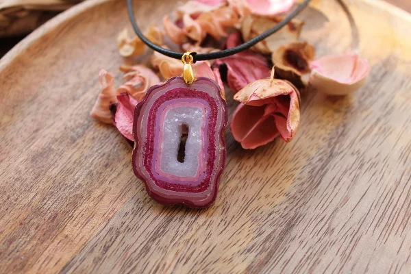 collares arcilla polimérica ágata rosa