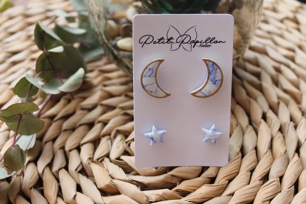 pendientes arcilla polimerica galactic marmol