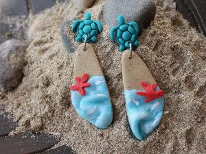 pendientes arcilla polimerica mar