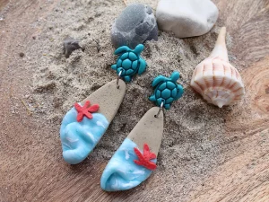 pendientes arcilla polimerica mar