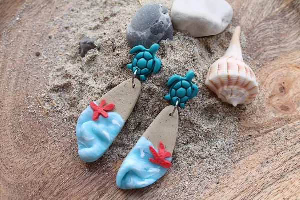 pendientes arcilla polimerica mar