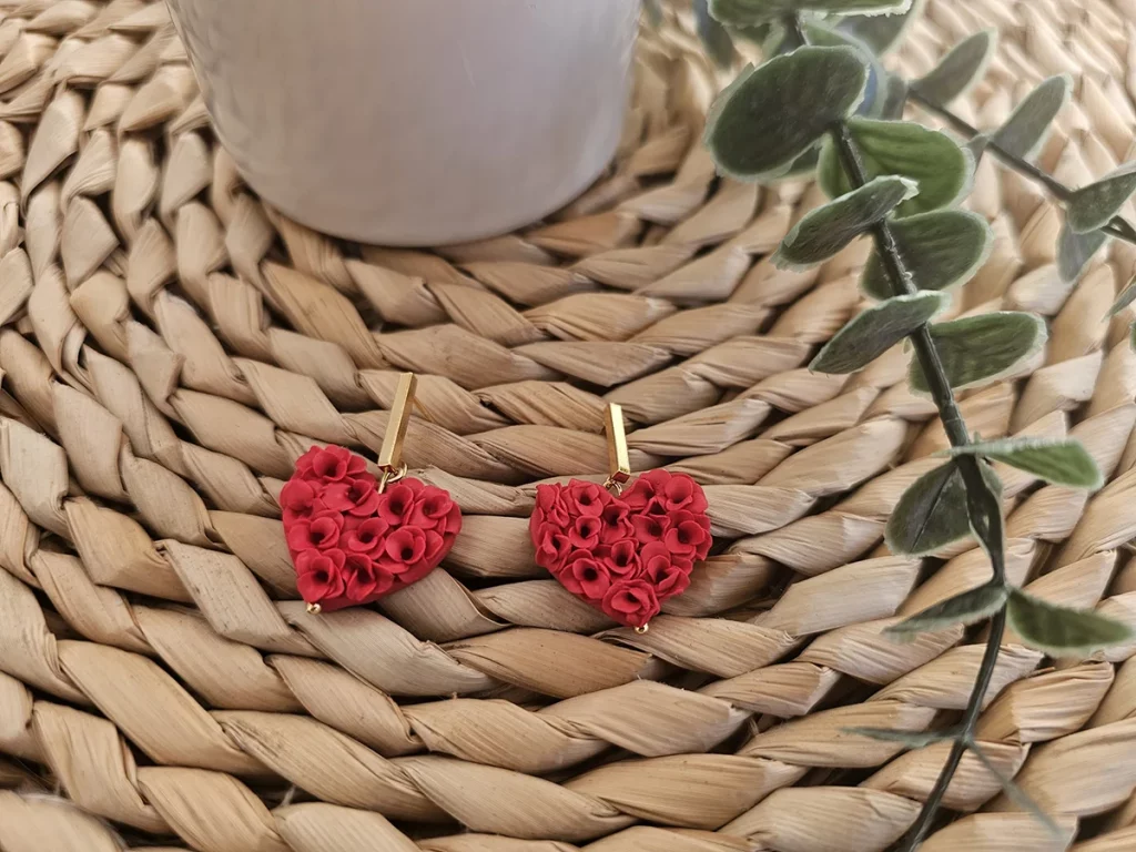 pendientes de arcilla polimérica rosa
