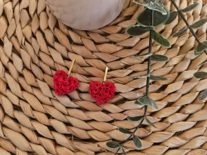 pendientes de arcilla polimérica rosa corazón