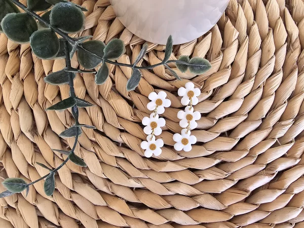 pendientes trio floral arcilla polimerica