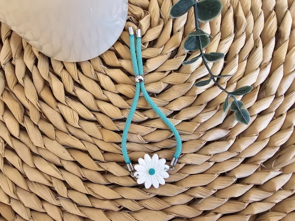 pulsera margarita azul verdoso